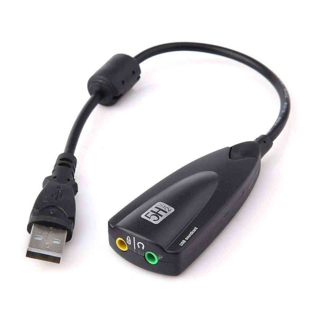 Convertor 7.1 Channel USB Sound Card Adapter with Mic | 5Hv2 USB 2.0 to Audio / Sound Adapter, Compatible with Windows 7