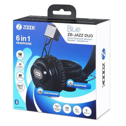 Speaker Headphone Zook Jazz Duo 6 in 1 Bluetooth | Headphone, Speaker + Micro Sd Card Slot, FM, AUX & Mic