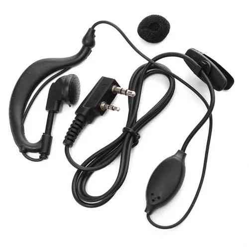 Earphones Walkie Talkie Wired G Shape, 2Pin K Head Plug, PTT Acoustic Tube Earpiece with Ear Hook for Two way Radio, Black