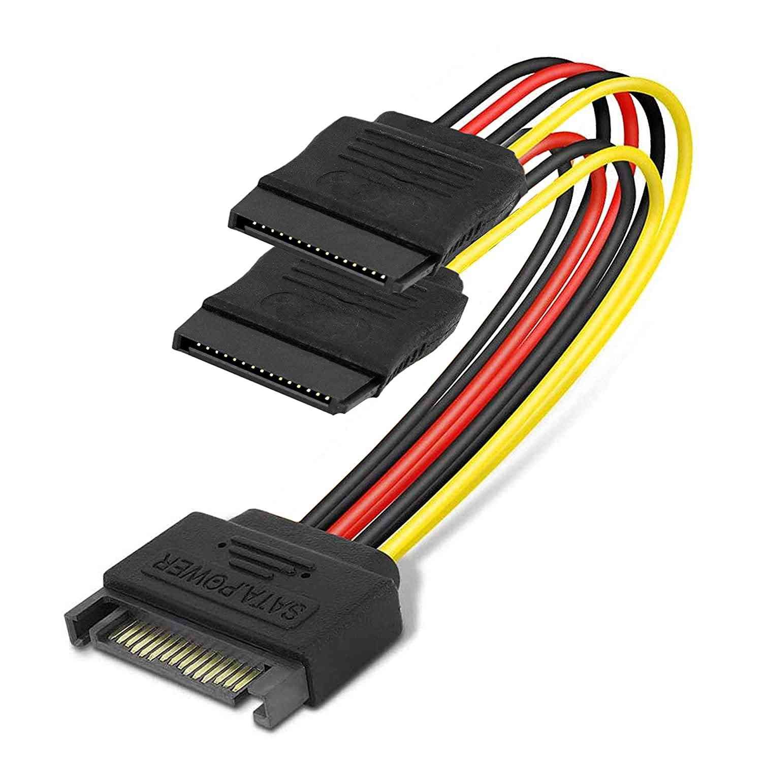 Cable sata Y splitter | 2 sata 15 pin female connectors & 1 sata 15 pin male