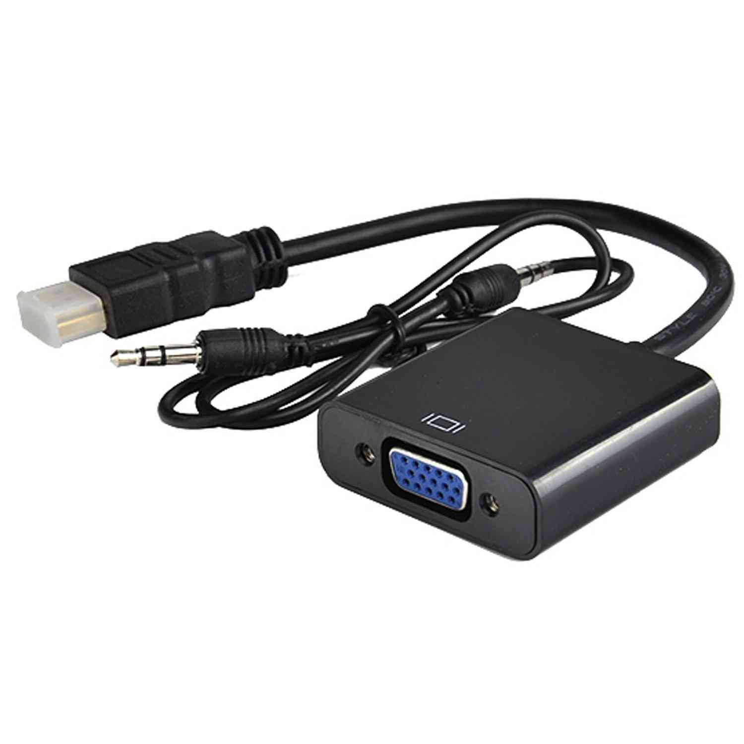 Convertor HDMI to VGA with Audio, HDMI Male to VGA Female Adapter for Computer, Desktop, Laptop, PC, Monitor, Projector, HDTV, and More (Black)