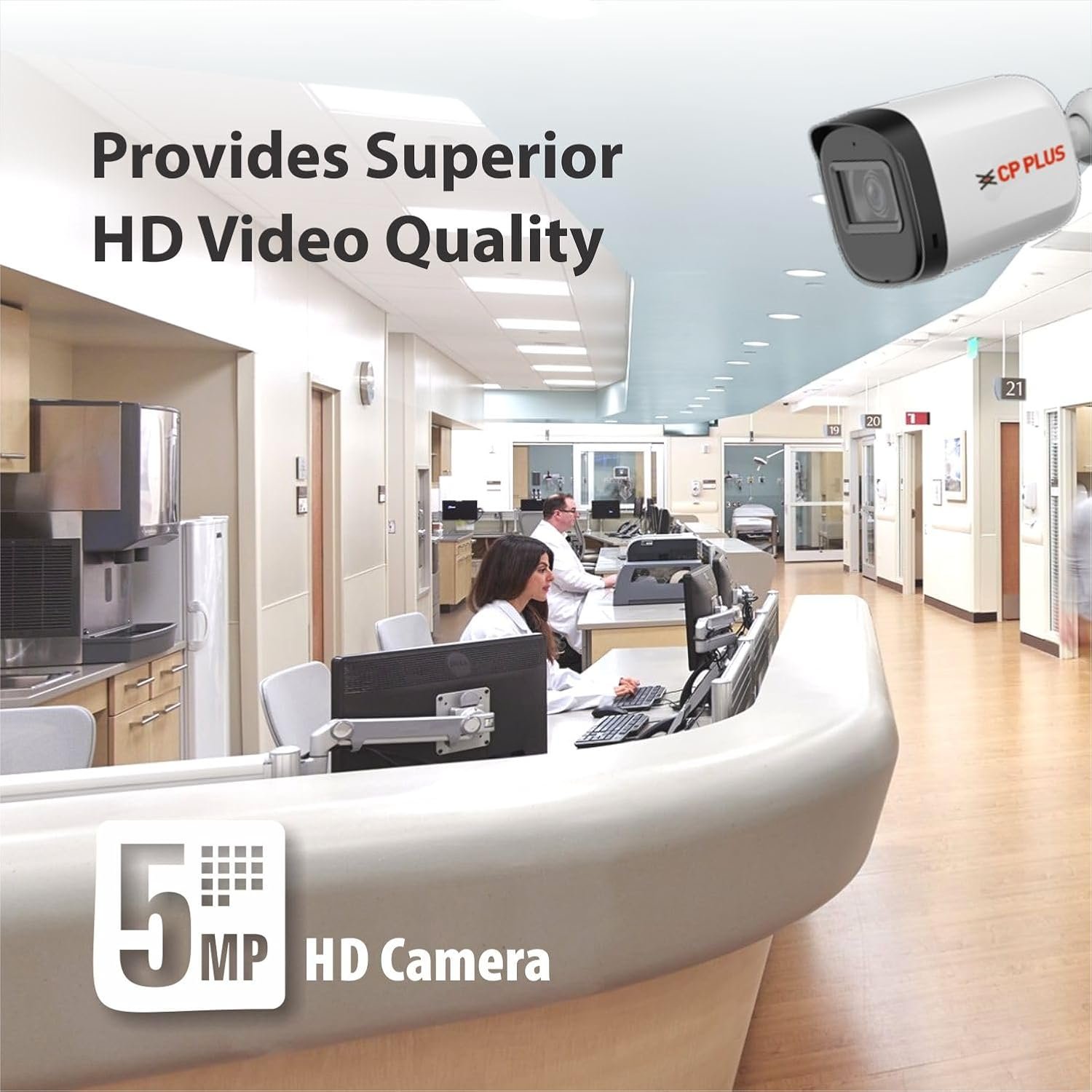 Security Camera CP Plus CP-URC-TC51PL3C | 5MP IR Bullet Camera, 3.6mm Fixed Lens, IR Range of 30 Mtrs, Day/Night Vision, Support Built-in Mic, White
