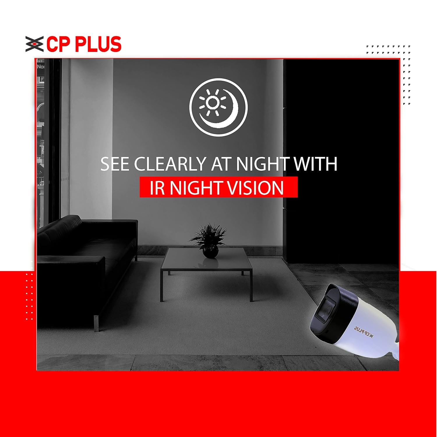 Security Camera CP Plus 5MP IR Bullet CP-USC-TC51PL2-V3-0360 | 5MP IR Outdoor Bullet Camera, 3.6MM Lens Up to 20M IR Distance, Max. 25fps @ 5MP (16:9 video output), White