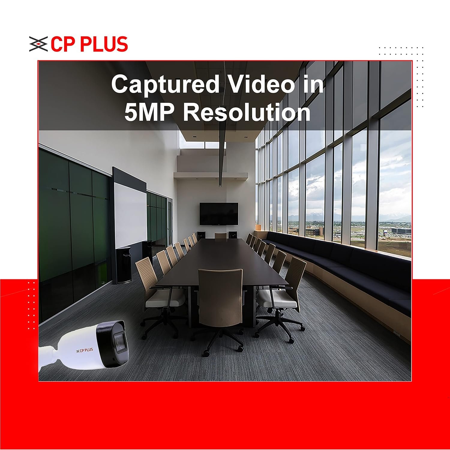 Security Camera CP Plus 5MP IR Bullet CP-USC-TC51PL2-V3-0360 | 5MP IR Outdoor Bullet Camera, 3.6MM Lens Up to 20M IR Distance, Max. 25fps @ 5MP (16:9 video output), White