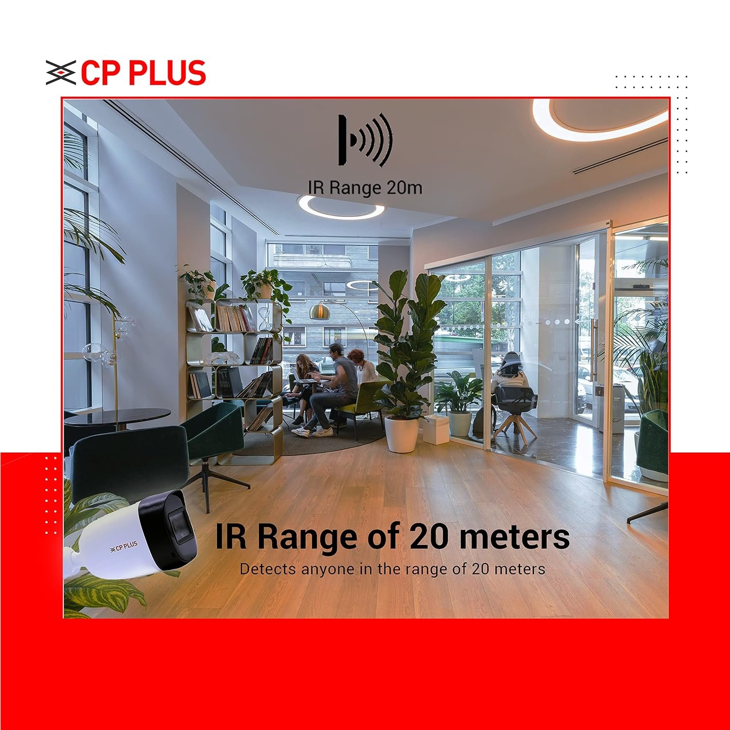 Security Camera CP Plus 5MP IR Bullet CP-USC-TC51PL2-V3-0360 | 5MP IR Outdoor Bullet Camera, 3.6MM Lens Up to 20M IR Distance, Max. 25fps @ 5MP (16:9 video output), White