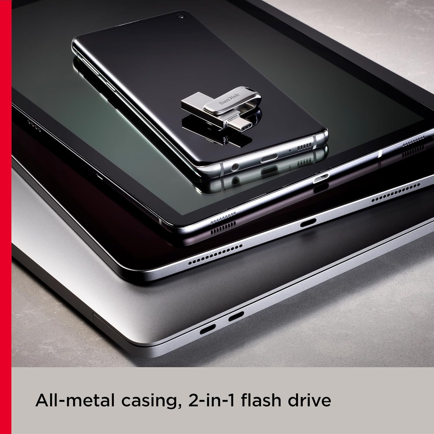 SanDisk Ultra Dual Drive Luxe 1TB USB 3.2 Gen 1 Type-C & Type-A OTG Metal Flash Drive – Silver (SDDDC4-1T00-I35)