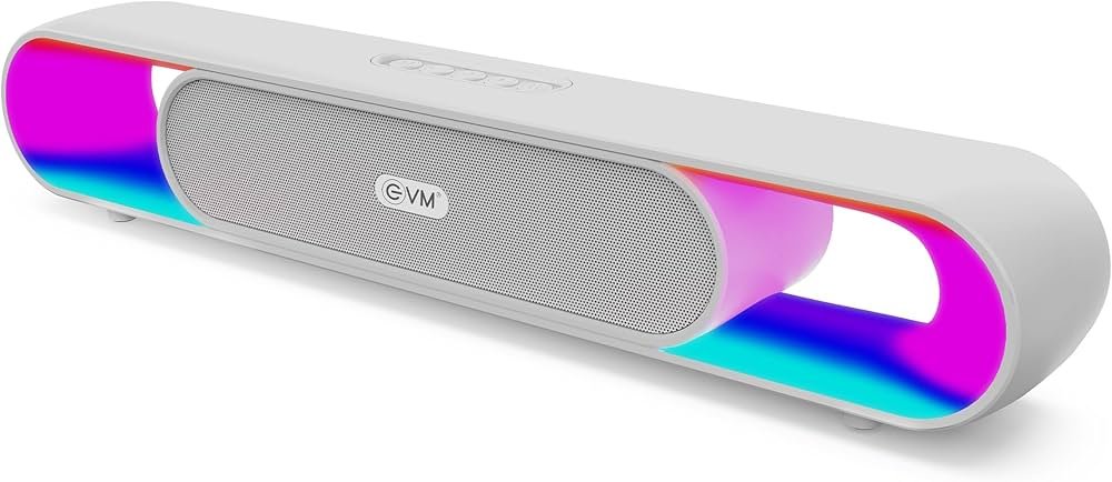 Speaker EVM EnBar Glow Bluetooth Speaker EVM-BTS-104 | 15 Hours Playtime, RGB Lights, Bluetooth 5.3, 16W Portable Wireless Speaker, White