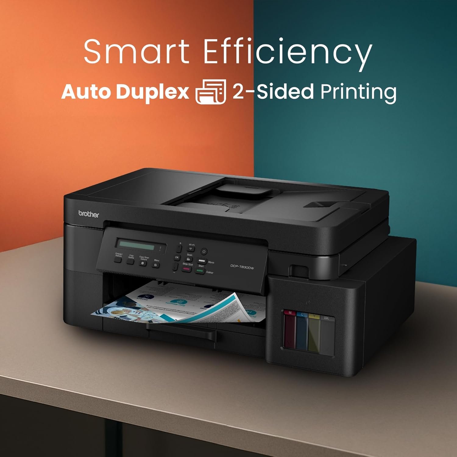 Printer Brother DCP-T830DW | Multifunction WiFi Ink Tank Printer, Print, Scan, Copy With Auto Duplex, ADF & Ethernet, High Speed USB 2.0, Black