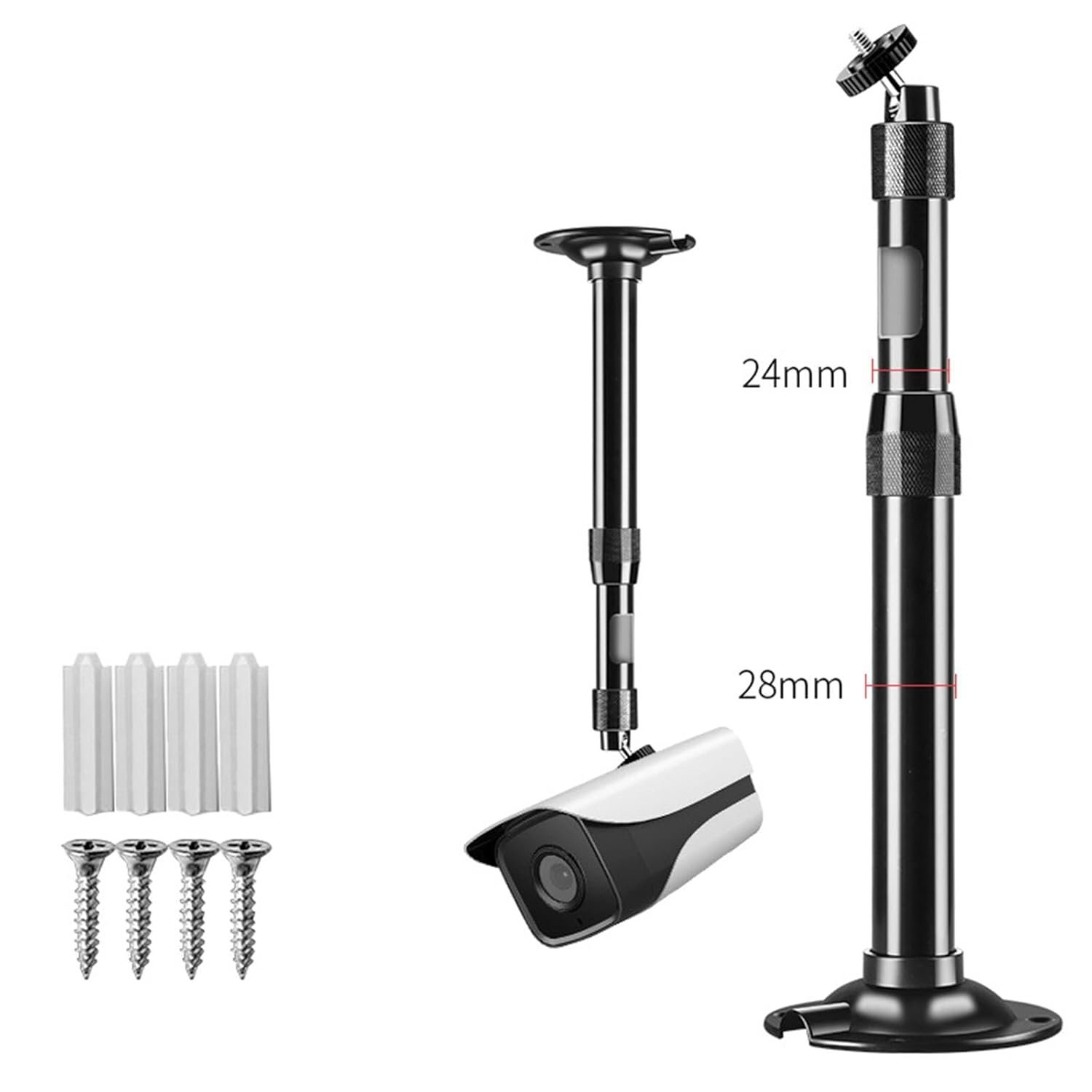 Mountable Aluminum Stand 40-80 Cms | Adjustable Tilt Swivel Bracket / Long Drop Ceiling Mountable, Expandable 360 Degree Flexible Stand for Cctv Camera