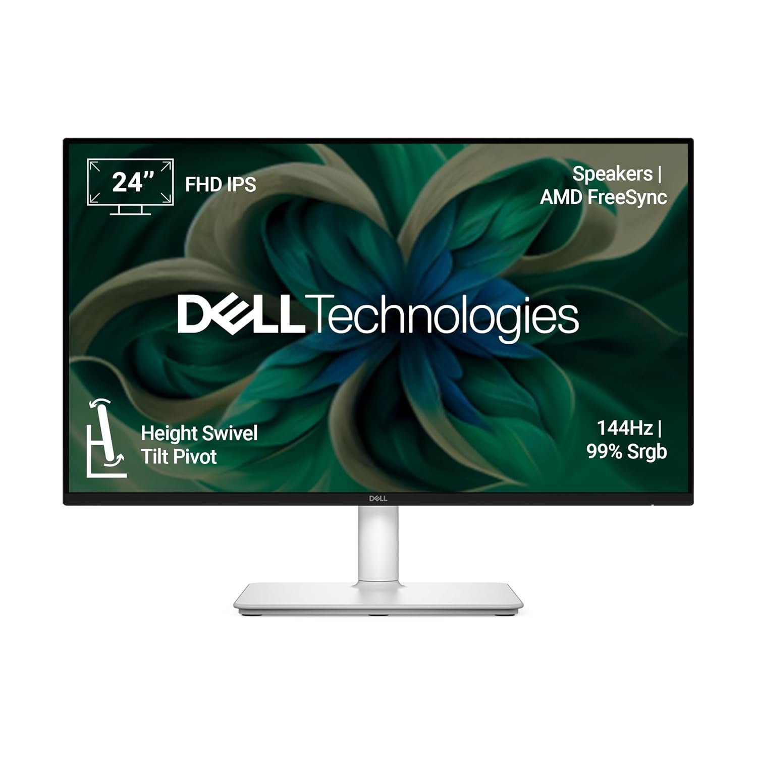 Monitor Dell S2425HSM | 24"/60.45cm FHD, 144Hz Refresh Rate, IPS Panel, 1ms Response, Flicker-free, Contrast 1500:1, 2xHDMI, Built-in 6W Dual Speakers, Warranty 3 Years, 4-Star Eye Comfort, White