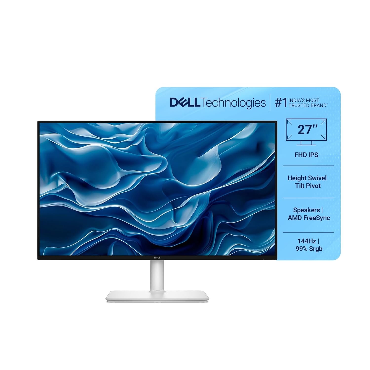 Monitor Dell S2725HSM | 27"/68.58cm FHD, 144Hz Refresh Rate, IPS Panel, 1ms Response, Flicker-free, 2xHDMI, Built-in 6W Dual Speakers, 4-Star Eye Comfort | White