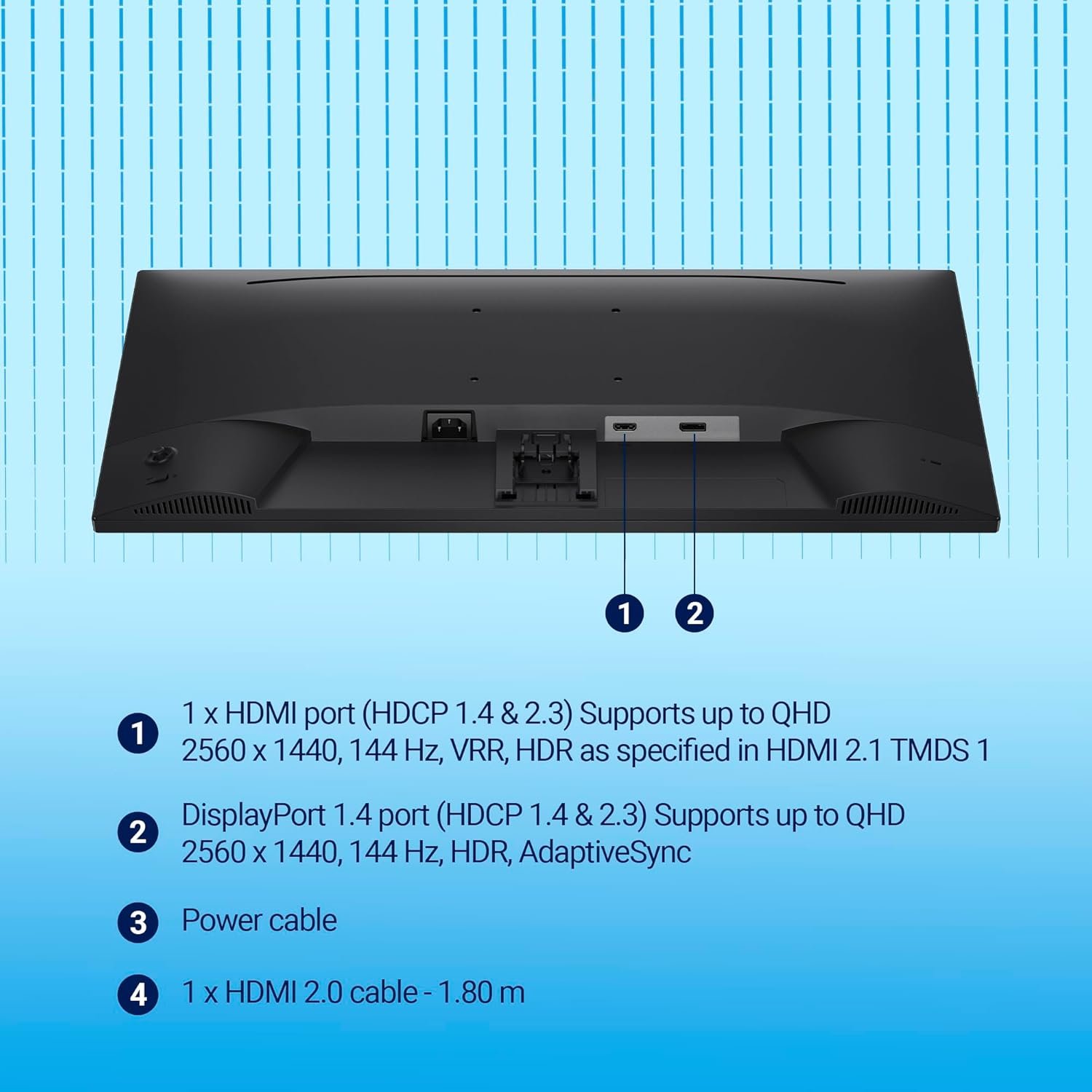 Monitor Dell SE2726D | 27 inch (68.58 cm) QHD IPS Display, 144Hz Refresh, AMD FreeSync, Eye Comfort Technology, Flicker-Free, HDMI/DP Connectivity, Elegant Design for Work & Play | Black