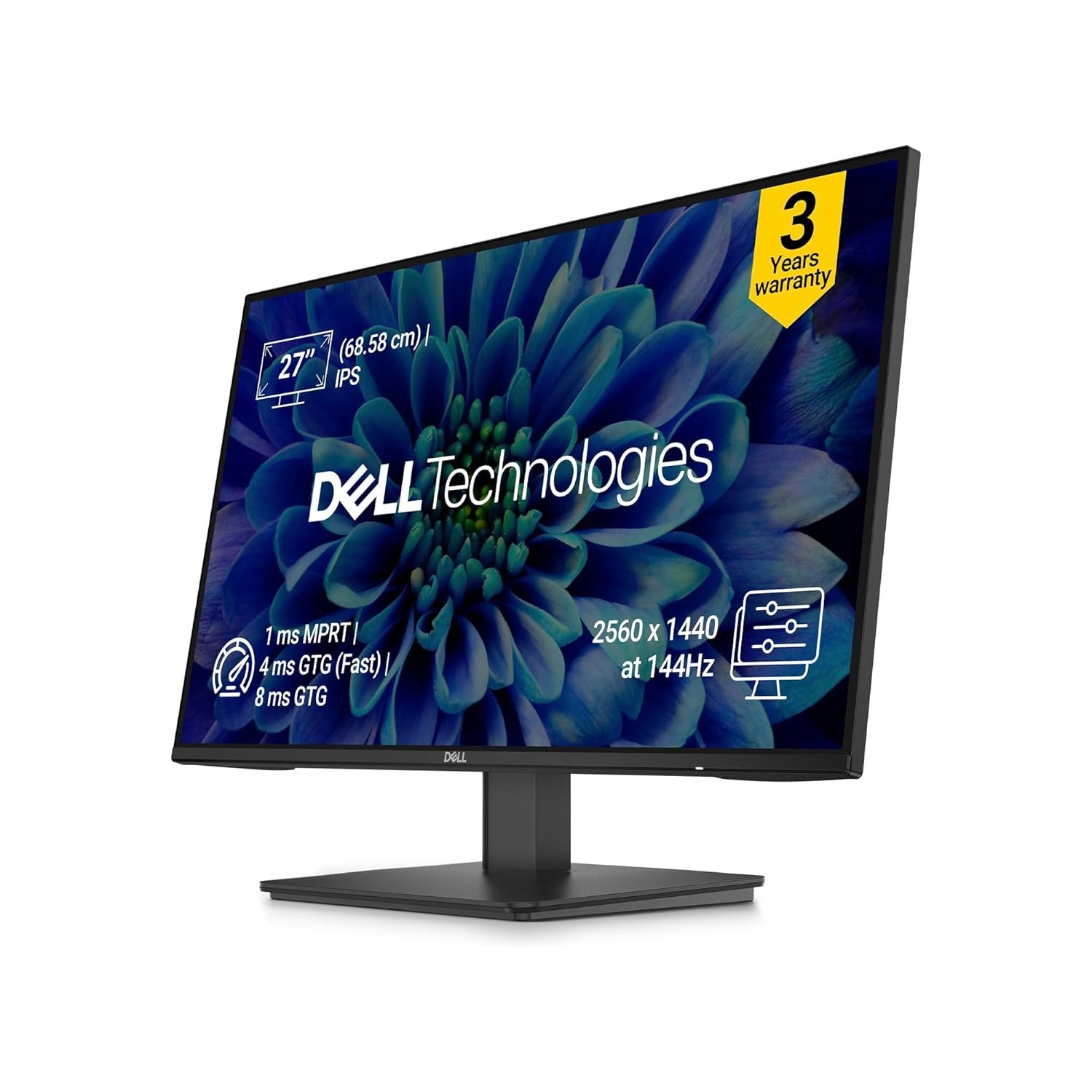 Monitor Dell SE2726D | 27 inch (68.58 cm) QHD IPS Display, 144Hz Refresh, AMD FreeSync, Eye Comfort Technology, Flicker-Free, HDMI/DP Connectivity, Elegant Design for Work & Play | Black