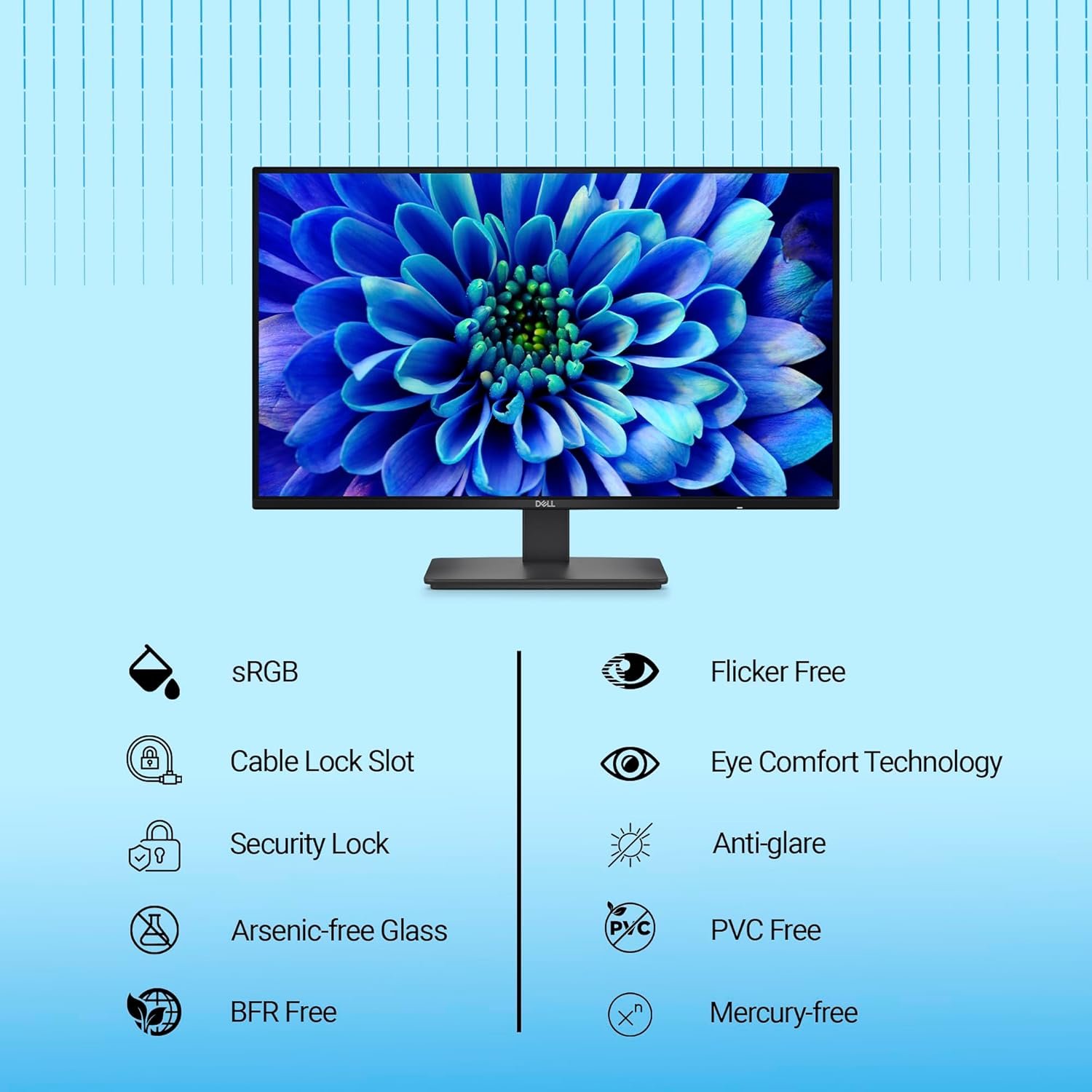Monitor Dell SE2726D | 27 inch (68.58 cm) QHD IPS Display, 144Hz Refresh, AMD FreeSync, Eye Comfort Technology, Flicker-Free, HDMI/DP Connectivity, Elegant Design for Work & Play | Black