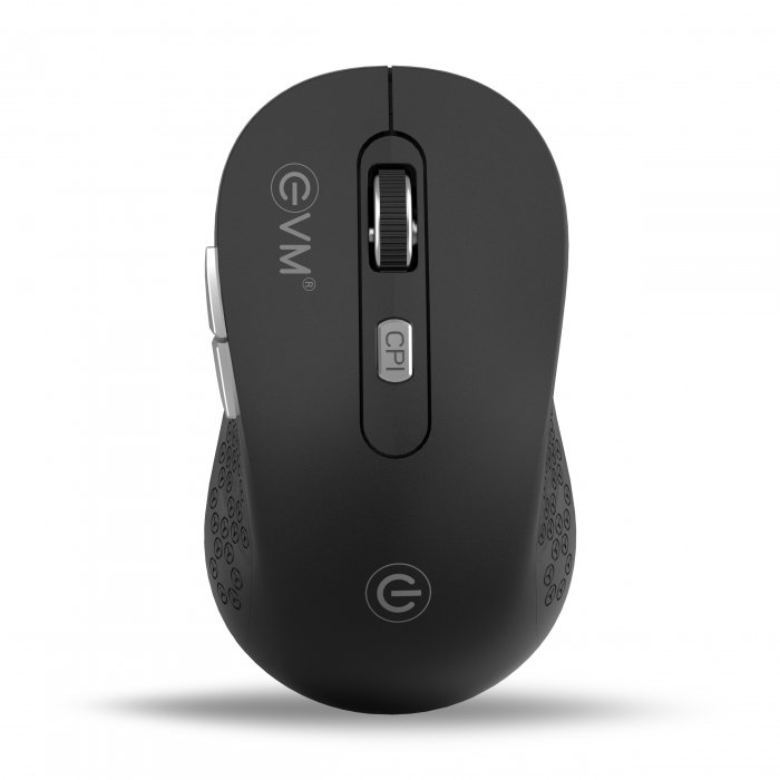 Mouse EVM Wireless 6D EnOrb EWLM-360 | Silver Scroll Wheel & Cover, Silver DPI & Side Buttons, 1600 DPI Resolution, 6 Buttons, Comfortable Hand Grip, Black