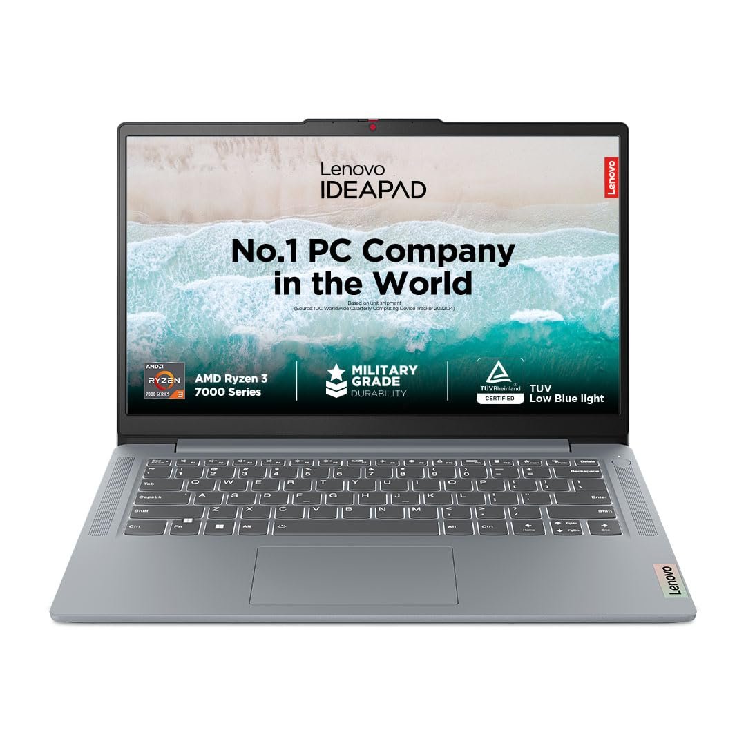 Laptop Lenovo IdeaPad Slim 3 14AMN8 (82XN006MIN) | 14-Inch FHD, Ryzen 3 7320U, 8GB, 512GB SSD, Windows 11 Home with Office 2021, Arctic Grey