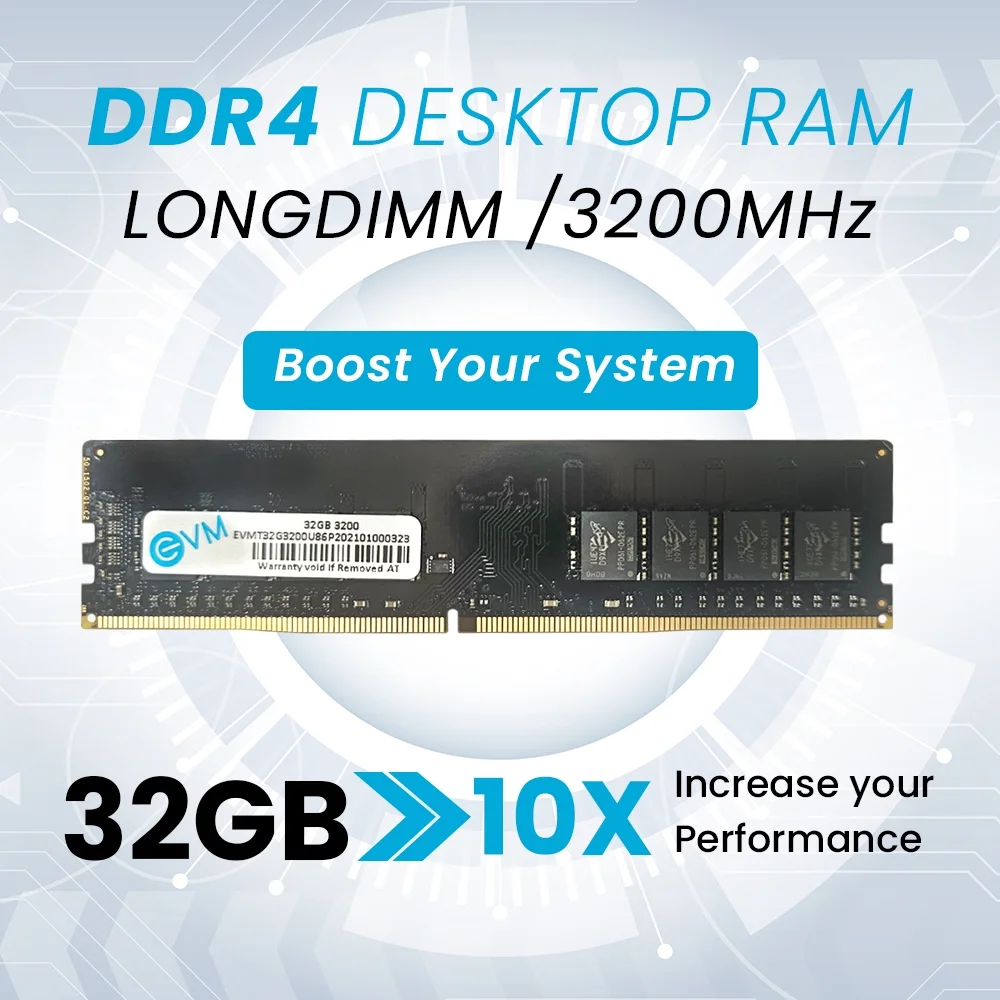 Ram EVM 32GB DDR4 3200MHZ Desktop EVMT32G3200U88P | Update Your Desktop's Performance