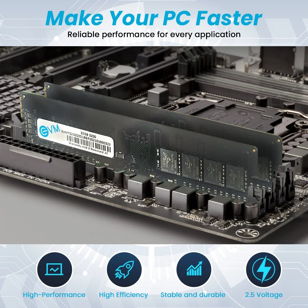 Ram EVM 32GB DDR4 3200MHZ Desktop EVMT32G3200U88P | Update Your Desktop's Performance
