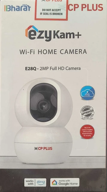 Security Camera CP Plus EzyKam CP-E28Q | 2MP Wi-Fi PT Camera, IR Distance of 15 Mtr, 4mm Lens, Motion & Human Body Detection, Built-in & Speaker, Two-Way Talk, Work with Alexa & Google Home, Support Micro SD Card Upto 256GB, White