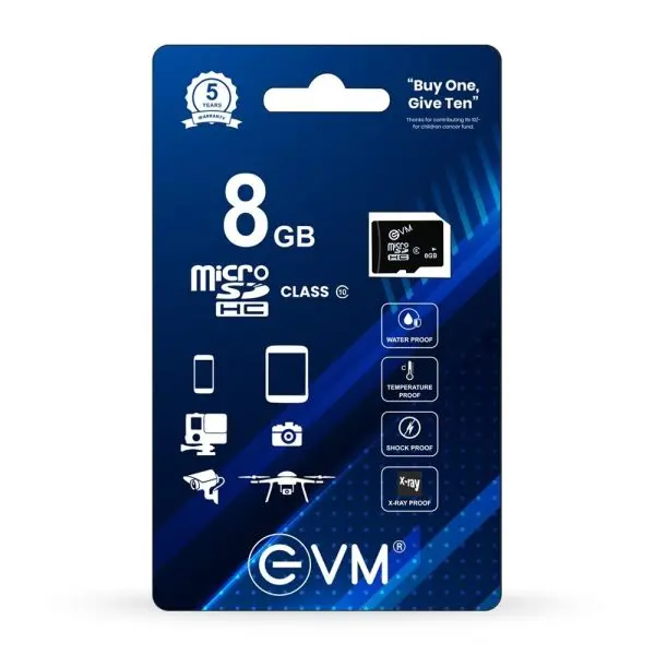Card Micro SD EVM 8GB Class10 EVMTF/8GBCL10 | High Speed Class Rating 10MB/s Minimum Data Transfer, Support SD SPI Mode