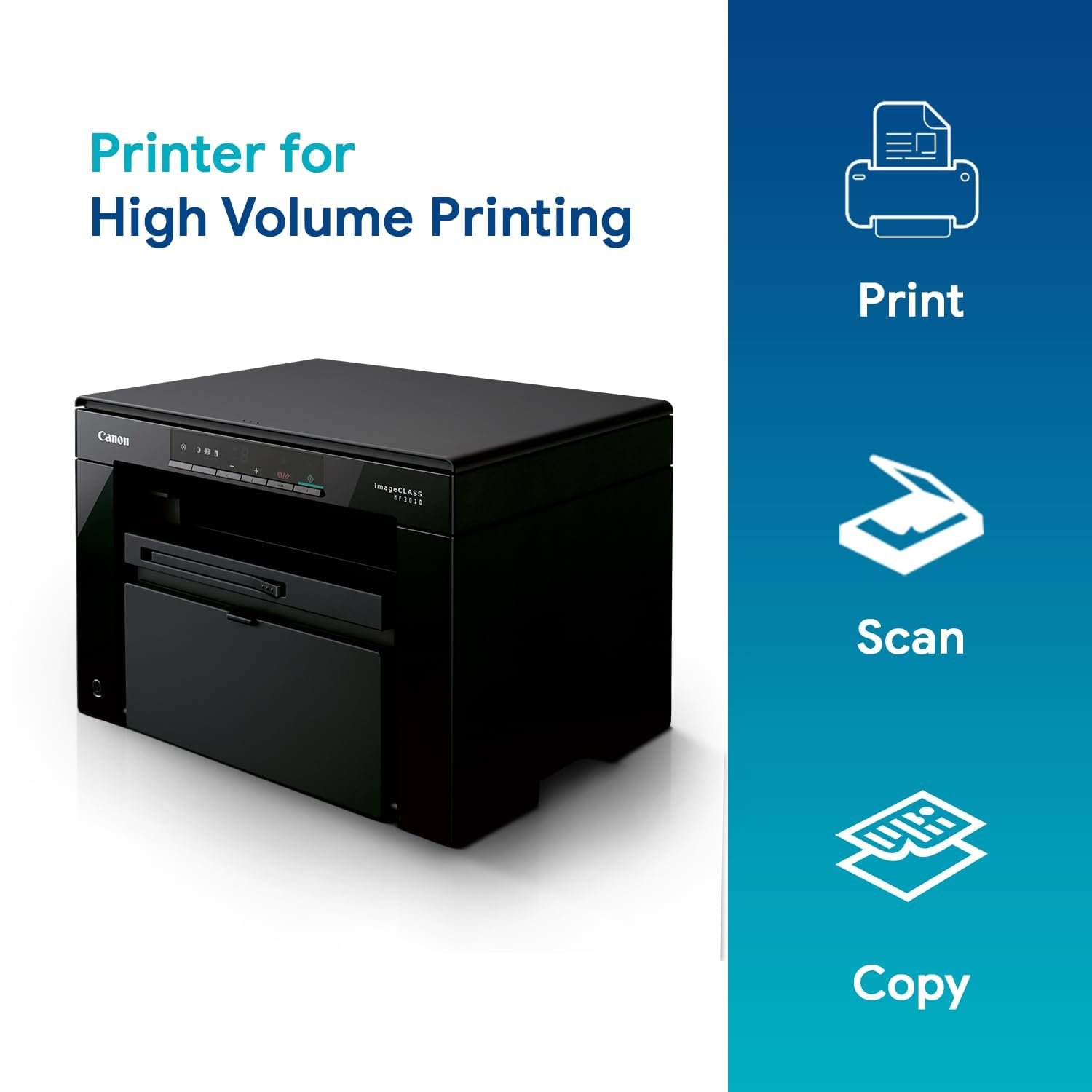 Printer Canon Laser Digital MF3010B Monochrome AIO, Print, Scan & Copy for Home / Office use | Black