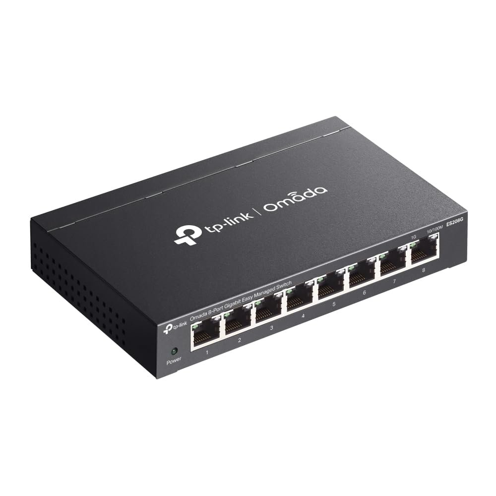 Switch TP-Link Omada 8-Port Gigabit ES208G Easy Managed Switch | Ethernet Splitter, Metal Case, Easy Cloud Managment, Silent operation, Energy Saving, Plug & Play, Desktop/Wall Mounting, Black