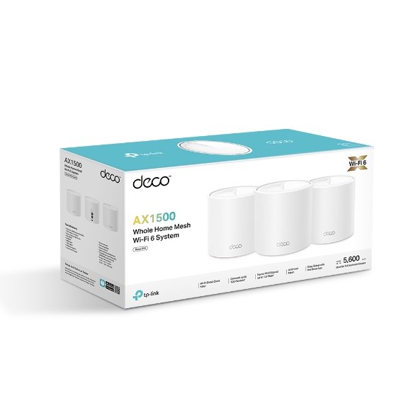 Net TP-Link AX1500 Whole Home Mesh Wi-Fi 6 System Deco X10 | AI-Driven, Coverage up to 5600ft², WiFi Router, Extender Booster, Gaming & 4K, Easy Setup, Alexa & Google Home Compatible (3-Pack), White