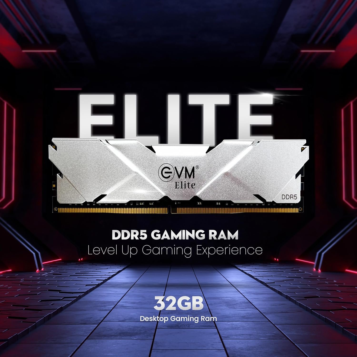 Ram EVM ELITE Gaming 32GB DDR5 5600MHZ Desktop EVME32G56DT | Intel XMP/ AMD Expo Compatible | Aluminum Heat Sink | CL18 1.35V Low Voltage, 288-Pin Long-DIMM, 10-Year Warranty