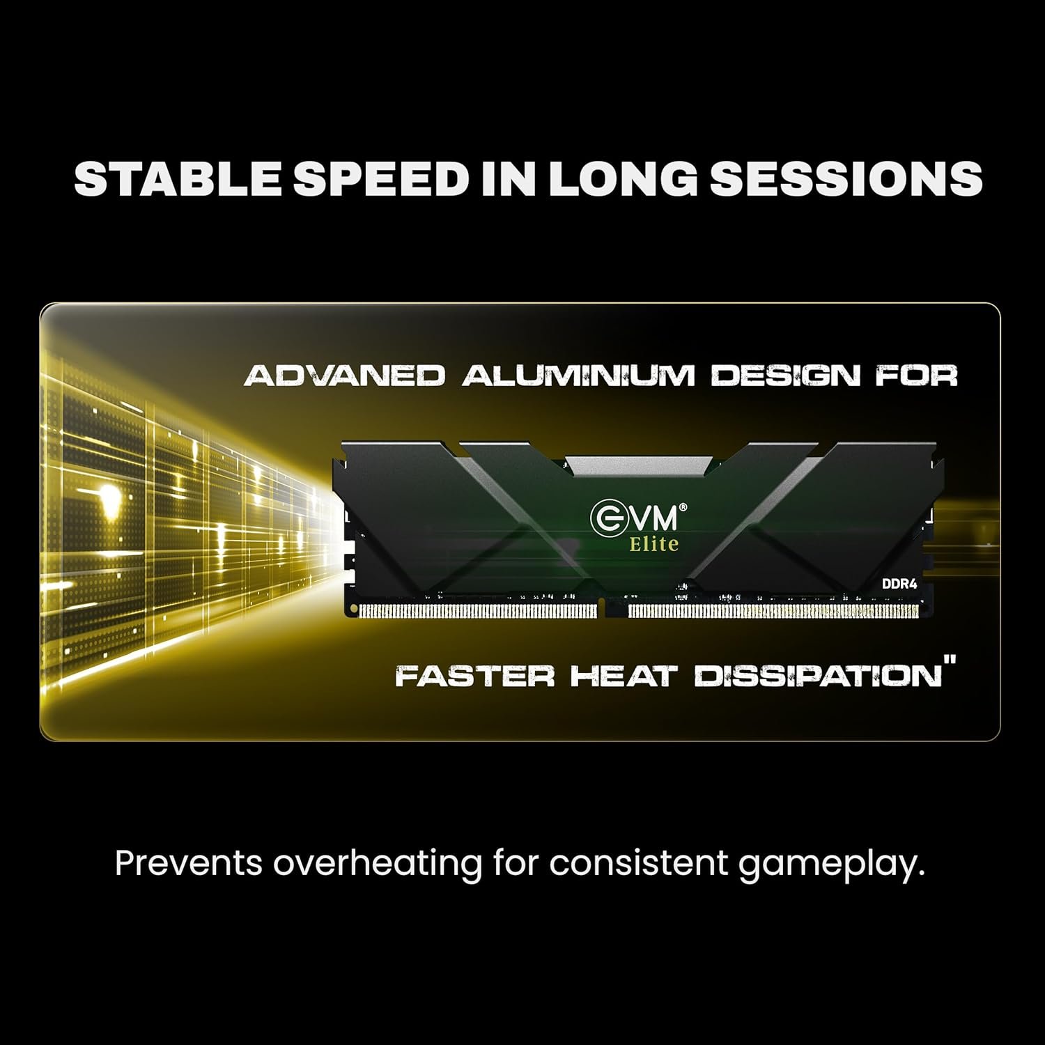 Ram EVM ELITE Gaming 32GB DDR4 3200MHZ Desktop EEAC32G32DT | Intel XMP/ AMD Expo Compatible, Aluminum Heat Sink In Slim Form Factor, CL15, 1.2V Low Voltage, 288-Pin Long-DIMM, 10-Year Warranty