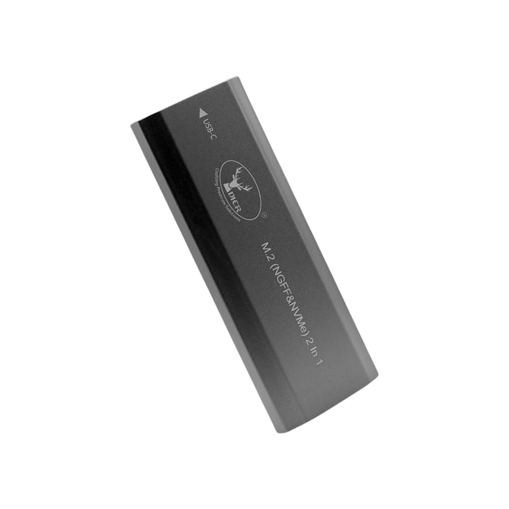 Casing Dier Tokyo 2-in-1 M.2 NVMe & NGFF SSD To USB 3.1 Gen 2 Enclosure | High Speed Type-C 10Gbps Portable Aluminum External SSD Case, Black