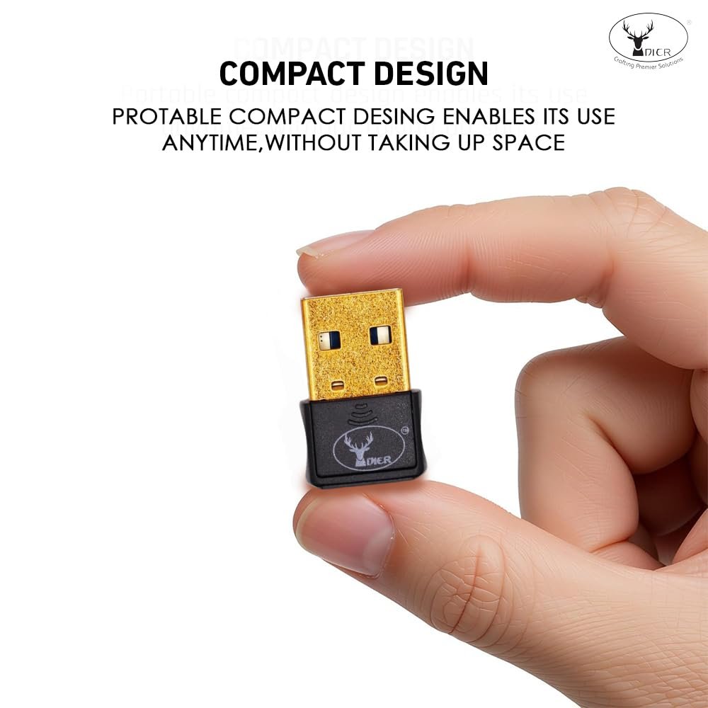 Adapter Dier Professor Nano USB WIFI Wireless Adapter | 2.4GHz 150Mbps Transmission Speed, Plug & Play, Black
