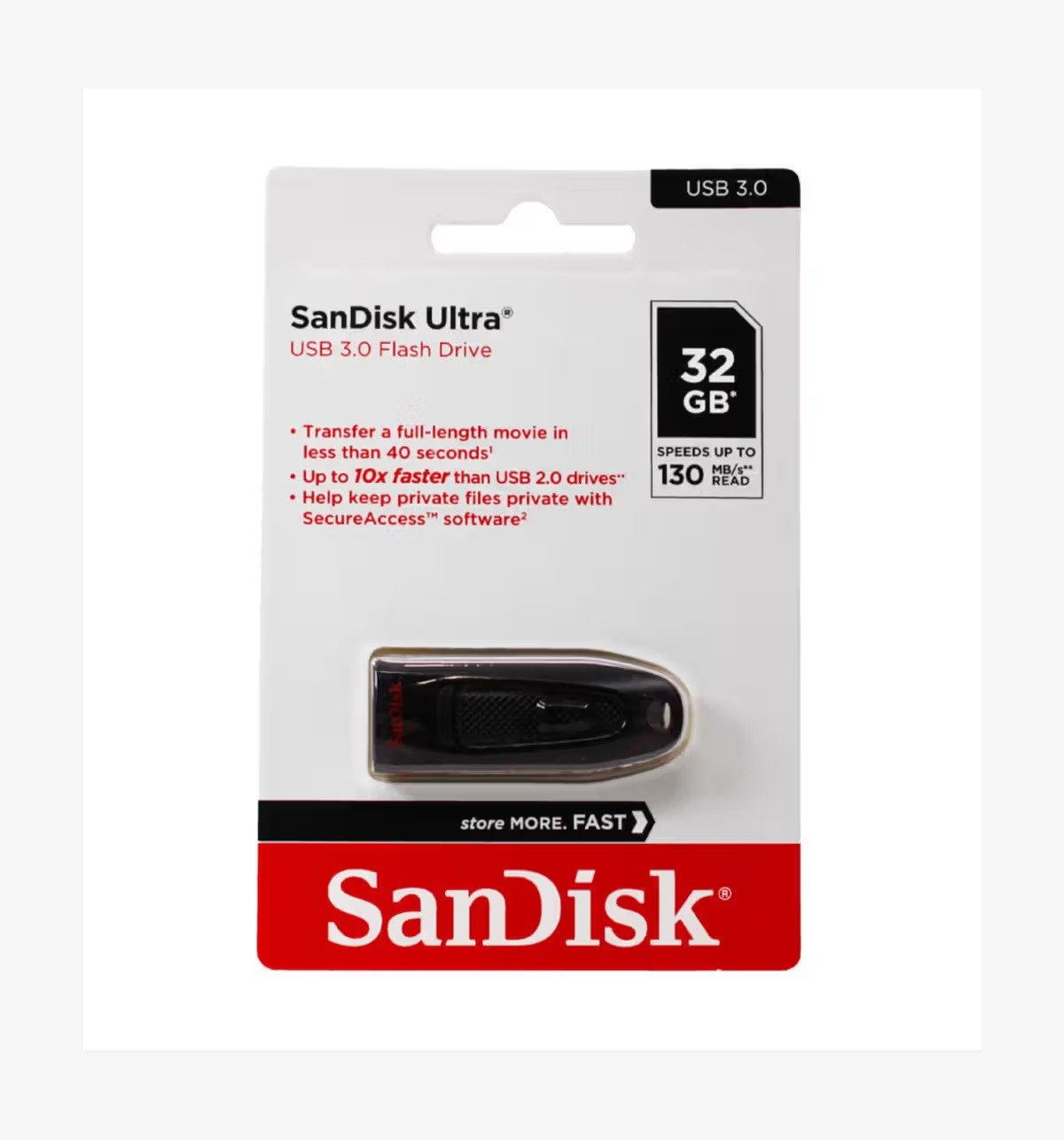 Pendrive Sandisk 32gb ULTRA SDCZ48-032G-I35 | USB 3.0, Flash Drive, Upto 130MB/s R, Pendrive, Black, 5Y Warranty