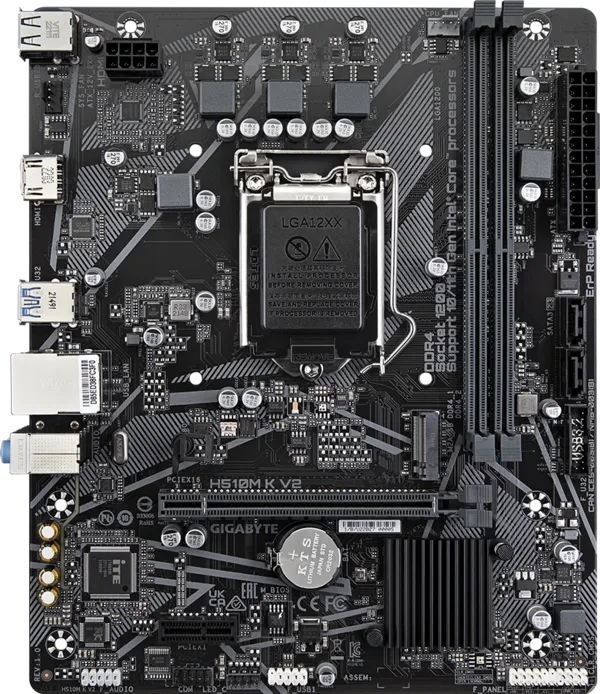 Motherboard Gigabyte H510M K V2 | Supports 11th/10th Gen Intel® Core™ Processors, Supports DDR4 RAM, GbE LAN, Anti-Sulfur Resistor, Smart Fan 5