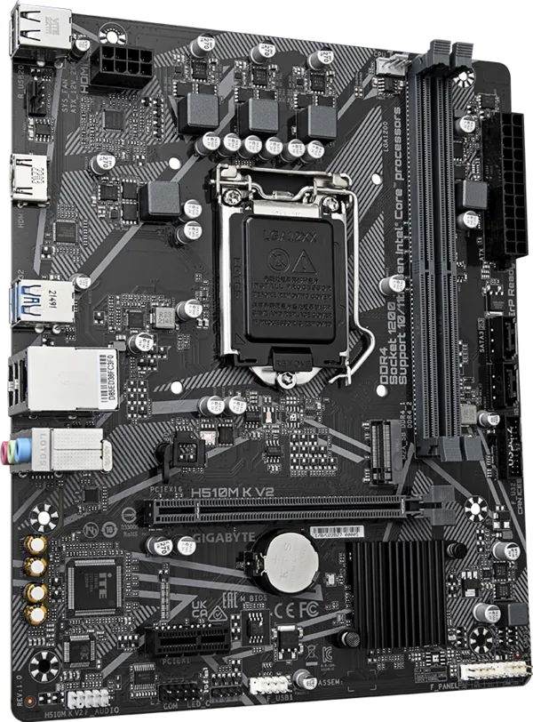 Motherboard Gigabyte H510M K V2 | Supports 11th/10th Gen Intel® Core™ Processors, Supports DDR4 RAM, GbE LAN, Anti-Sulfur Resistor, Smart Fan 5