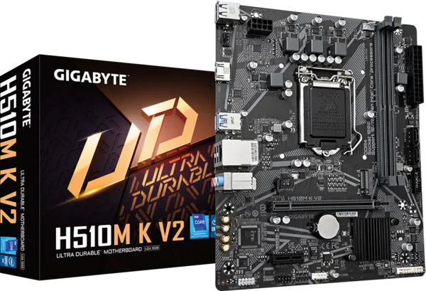 Motherboard Gigabyte H510M K V2 | Supports 11th/10th Gen Intel® Core™ Processors, Supports DDR4 RAM, GbE LAN, Anti-Sulfur Resistor, Smart Fan 5