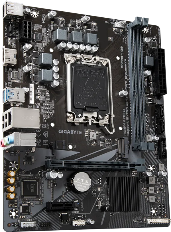 Motherboard Gigabyte H610M K DDR4 | Supports Intel® Core™ 14th/ 13th /12th Processors, Supports DDR4 RAM, PCIe 4.0* Design, Gen3 x4 M.2, GbE LAN, Anti-Sulfur Resistor, Smart Fan 6