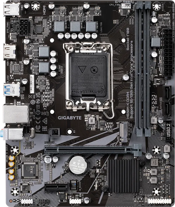 Motherboard Gigabyte H610M K DDR4 | Supports Intel® Core™ 14th/ 13th /12th Processors, Supports DDR4 RAM, PCIe 4.0* Design, Gen3 x4 M.2, GbE LAN, Anti-Sulfur Resistor, Smart Fan 6