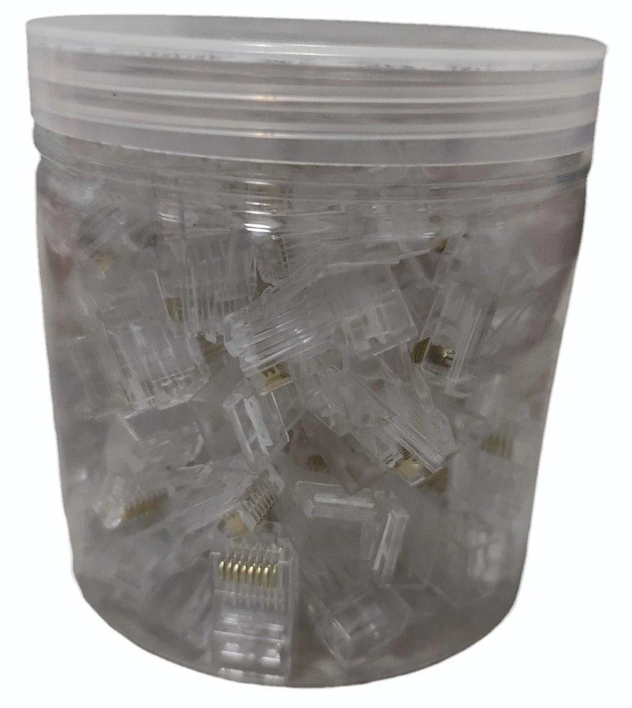 Connector RJ45 Maxicom M154 | CAT6 Fast Speed Pass Through Connector, Gold Plated Pass Through Copper Pin RJ45 Connectors 8 pin 8P8C UTP FTP Modular CAT5E CAT6 Connector Network Plug unshielded rj45 Crystal Plug (Pack of 100 Connectors)