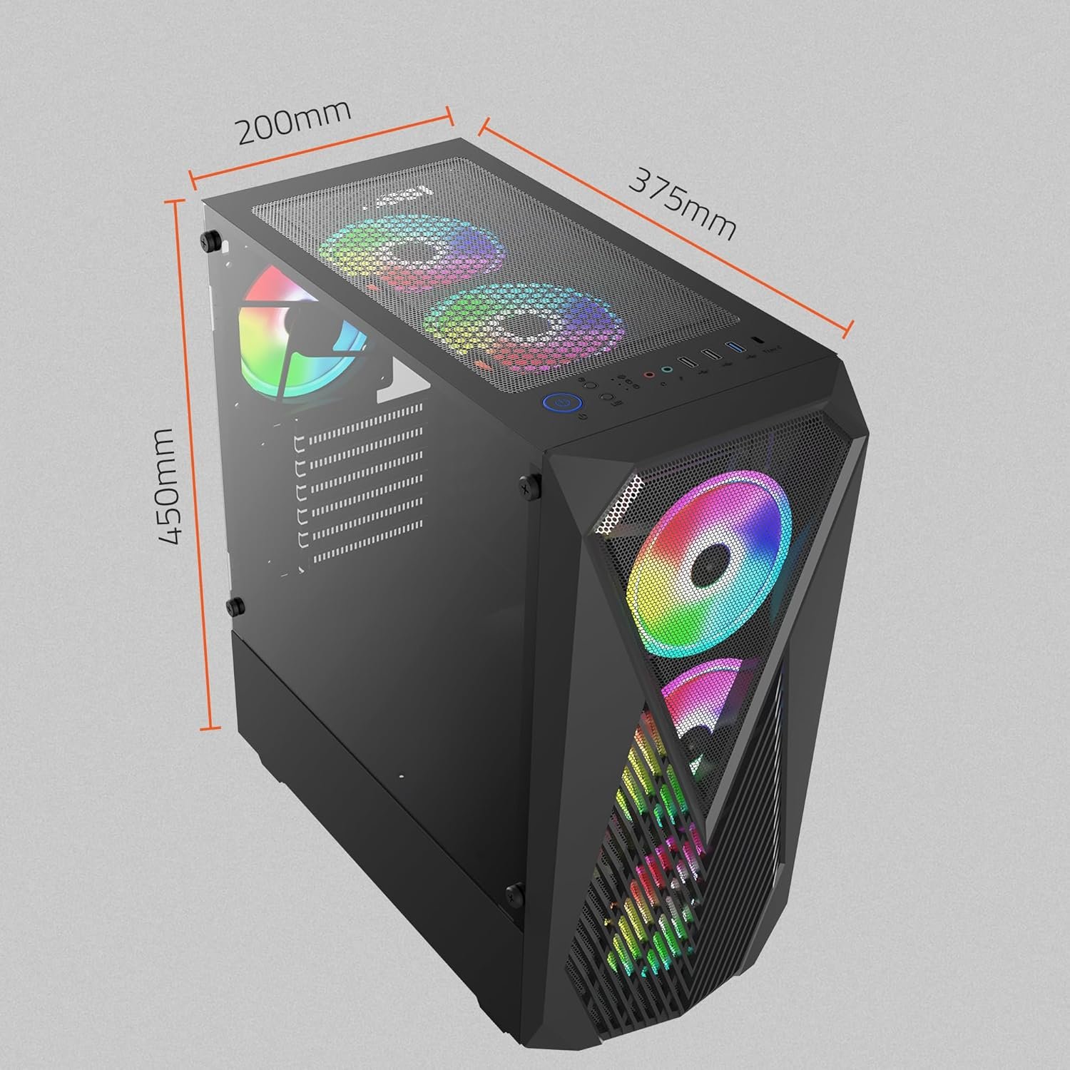Cabinet Artis Gaming G8023 Without SMPS With Fan | Support Full ATX, Micro ATX Motherboard, 3 x 120mm RGB Fan With Sturdy Built Quality, Black