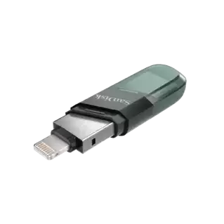 Pendrive SanDisk iXpand 128GB SDIX90N-128G-GN6NE | USB 3.1 Gen 1 Flash Drive Flip For iOS & Windows, Metallic, Lightning Connector, Sea Green