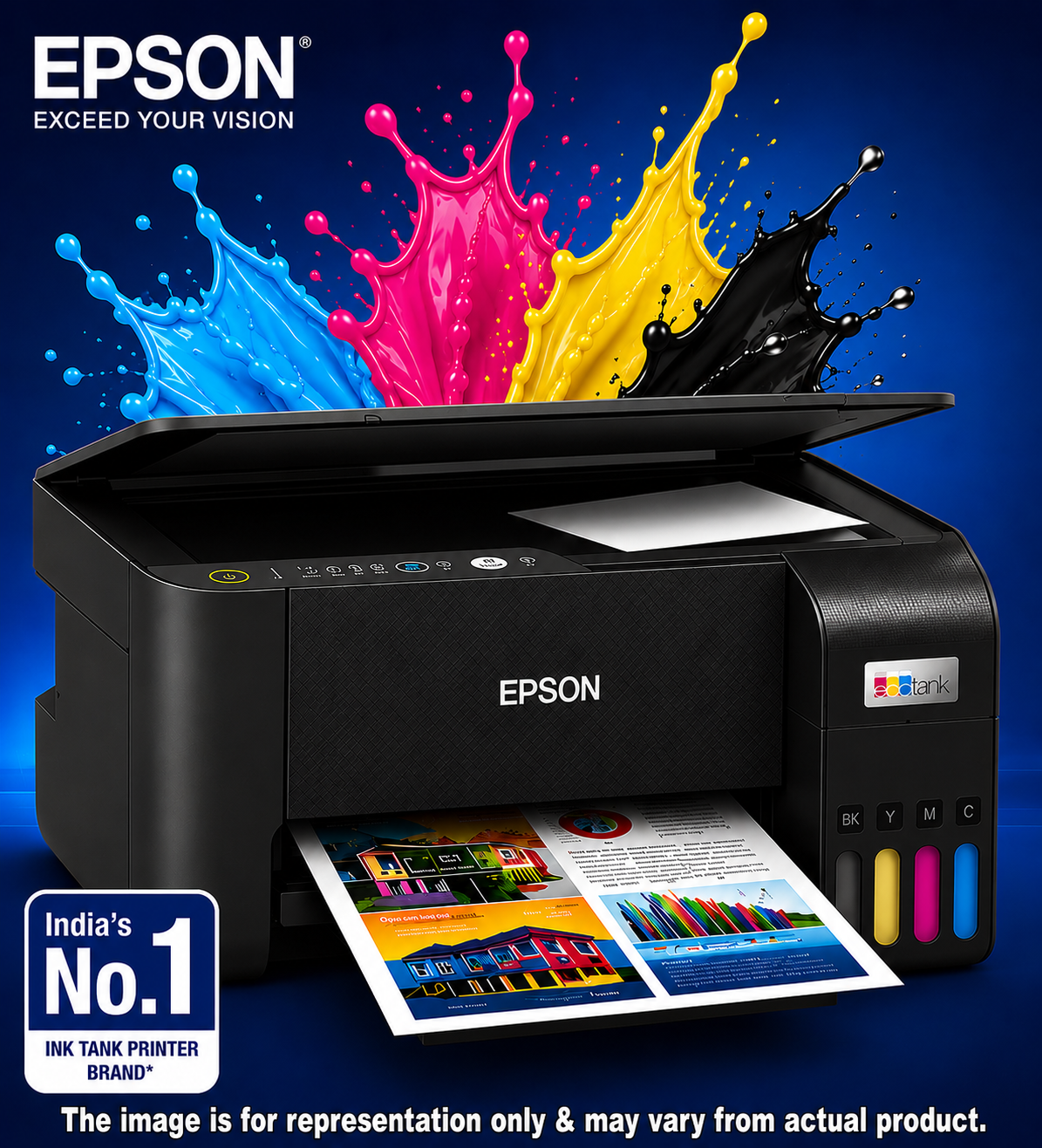 Printer Epson EcoTank L3350 A4 Wi-Fi All-in-One Ink Tank Printer | Compact Integrated Tank Design, Print, Scan, Copy, Black