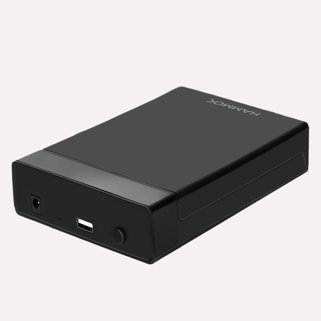 Casing Hammok Emily 3.5" Sata USB 2.0 Tool Free Plastic HDD Enclosure | Supports Upto 4TB HDD, 480Mbps Data Transfer, Black