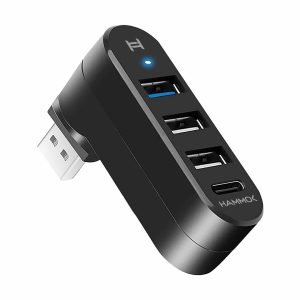 Hub Hammok Rotox 4 Port USB 3.0/2.0 | Lightweight, Compatible With laptops, PC, 5Gbps, Black