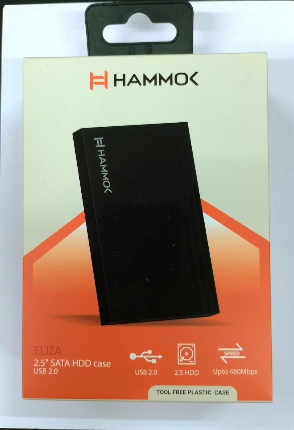 Casing Hammok Eliza 2.5" Sata HDD USB 2.0 Enclosure | 480Mbps High Speed Data Transfer, Supports Upto 2TB, Driverless Screwless Super Slim Design, Black