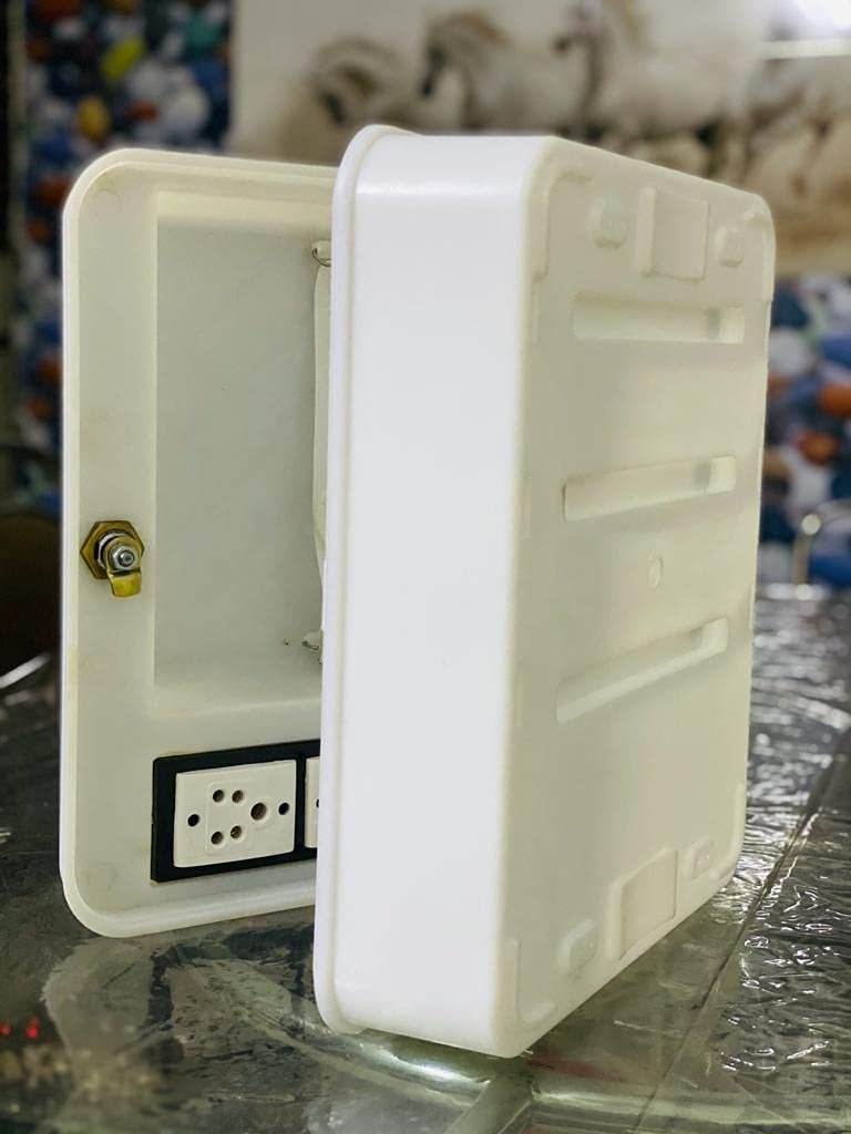 Rack Junction Box CCTV / POE / DVR Rack 2U, 1st Quality Fibre Plastic PVC Box 13x11x5 inch for 4 ch 8 ch DVR NVR, PoE Switches (Indoor/Outdoor), Metal Lock, Inbuilt 3 Indian socket Spike, White