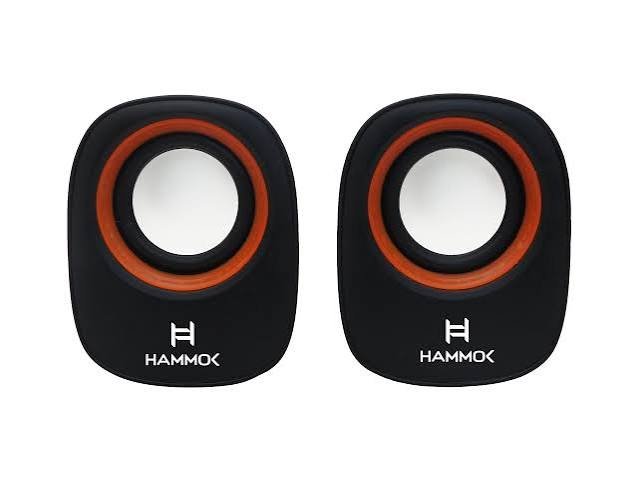 Speaker Hammok Jessi USB 2.0 Multimedia Computer Speakers | Built-in Bottom Bass Radiators, Aux Connectivity, USB Powered and Volume Control, PC Laptop Desktop Speakers (Orange+Black)