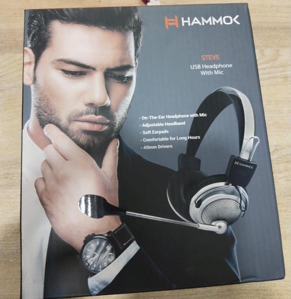 Headphone Hammok Steve USB Wired Headphone With Mic | Gaming Headset For PC - 7.1 Surround Sound With Noise Cancelling Microphone For Laptop, For PS4, PS5 Console, Laptop, Call Centre, Black