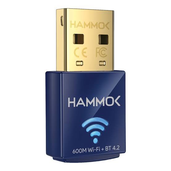 USB Dongle Hammok Ella Wi-Fi + BT 4.2 USB Dual Band Receiver | 600Mbps, 5Ghz, 10m Frequency Range, Plug & Play, Black