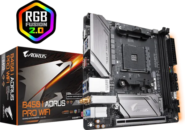 Motherboard Gigabyte AMD B450 I AORUS PRO WIFI with 4+2 Phase IR Digital PWM, Intel Dual Band 802.11ac Wave2 WIFI, M.2 with Thermal Guard, RGB FUSION 2.0, ALC1220-VB Audio, Intel GbE LAN with cFosSpeed, CEC 2019 ready
