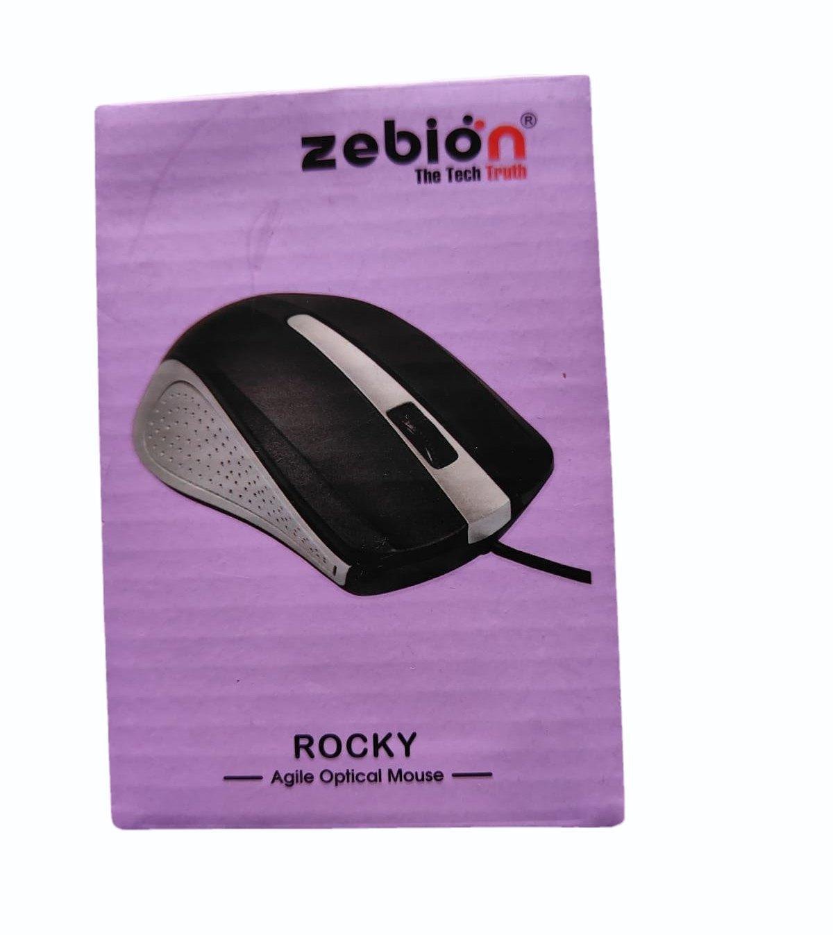 Mouse Zebion Rocky USB with Latest Optical Technology, 800 DPI Resolution, Ergonomic Design, Smooth Low-Friction Movements and Comfy Palm Fit